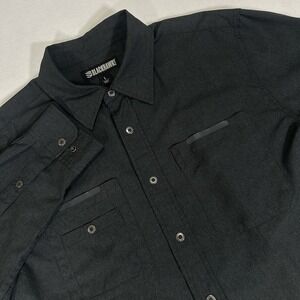 Blackhawk! Casual Shirt Mens Large Black‎ Long Sleeve Chest Pockets Button Up